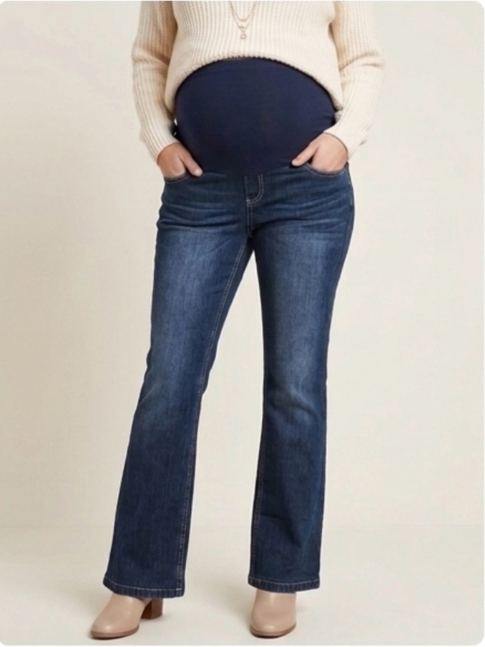 Planet Motherhood Dark Wash Maternity Bootcut Jeans Medium Stretch Navy Band